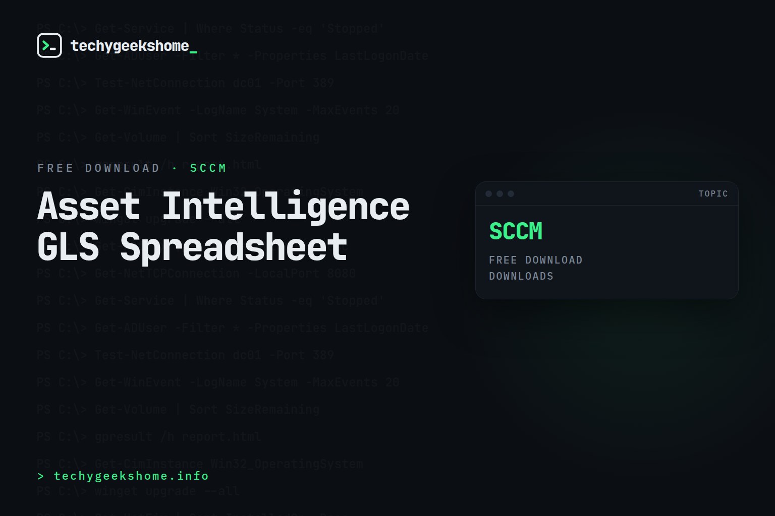 Asset Intelligence GLS Spreadsheet