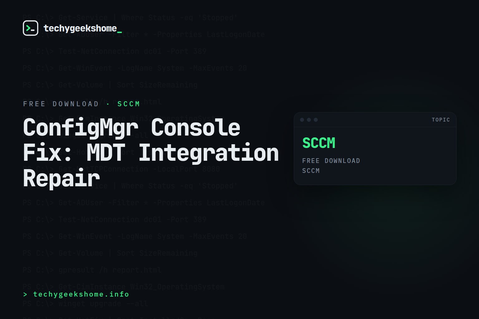 ConfigMgr Console Fix: MDT Integration Repair