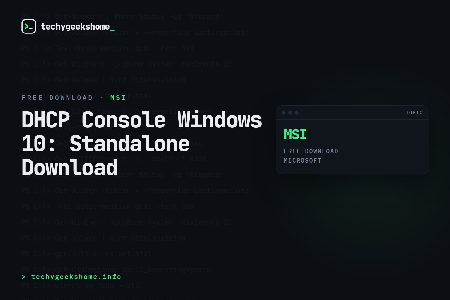 DHCP Console Windows 10: Standalone Download