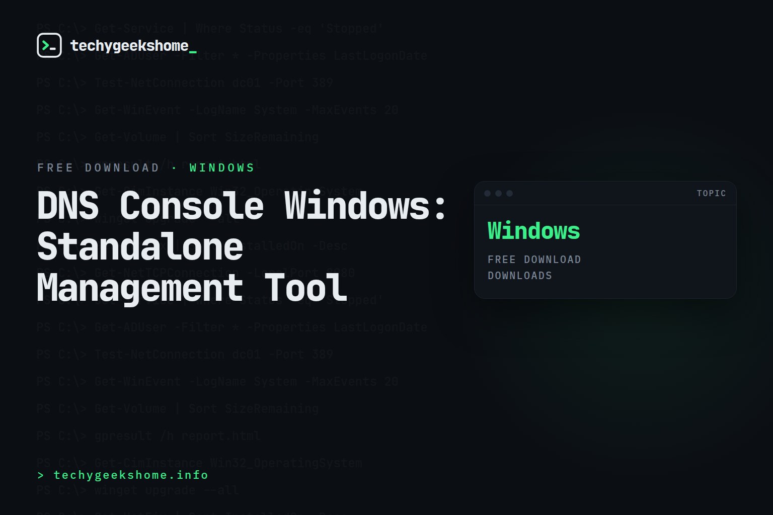DNS Console Windows: Standalone Management Tool