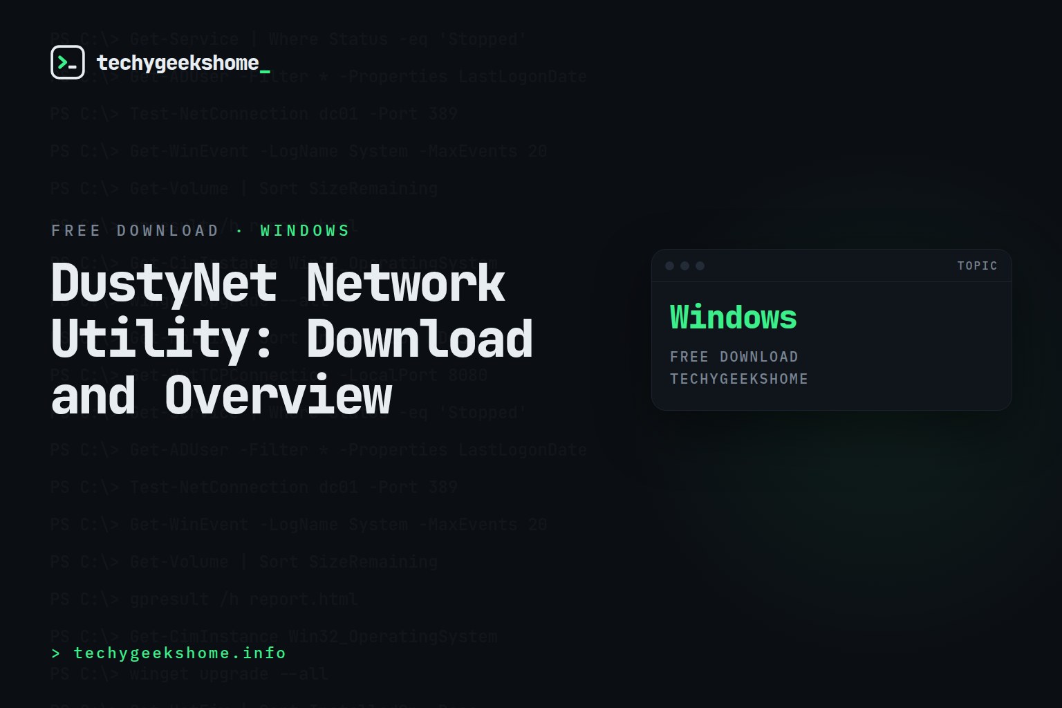 DustyNet Network Utility: Download and Overview