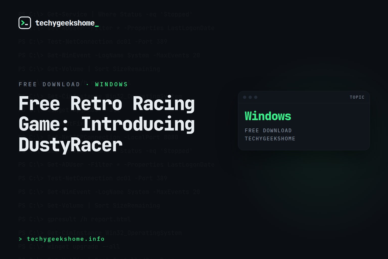 Free Retro Racing Game: Introducing DustyRacer