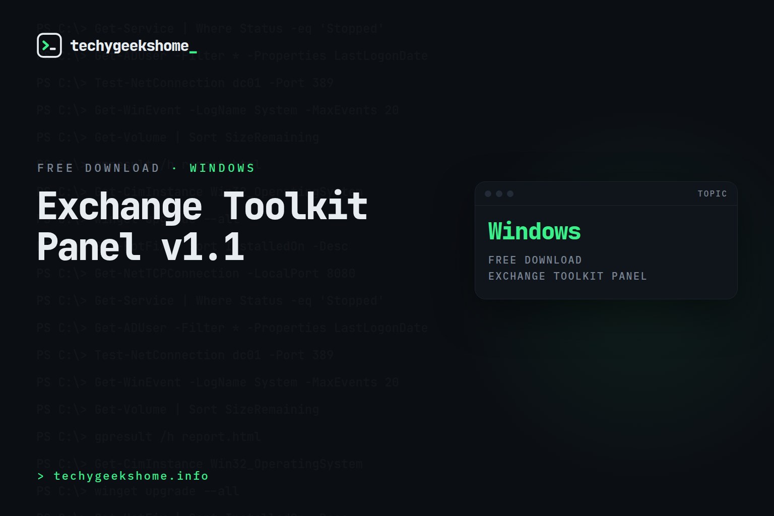 Exchange Toolkit Panel v1.1