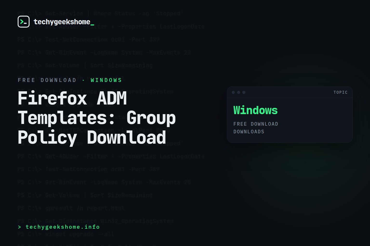 Firefox ADM Templates: Group Policy Download