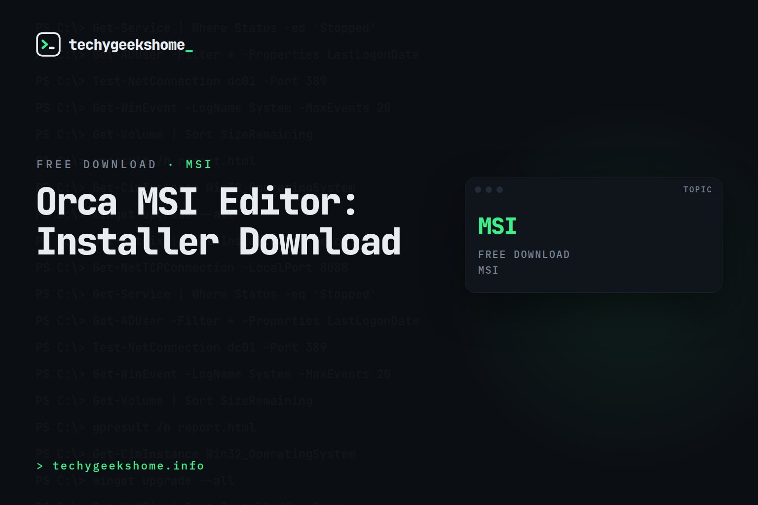 Orca MSI Editor: Installer Download