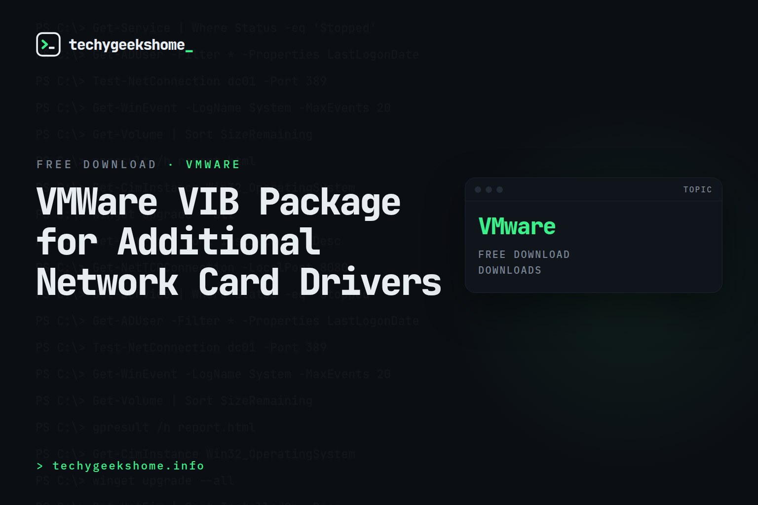 VMWare VIB Package for Additional Network Card Drivers