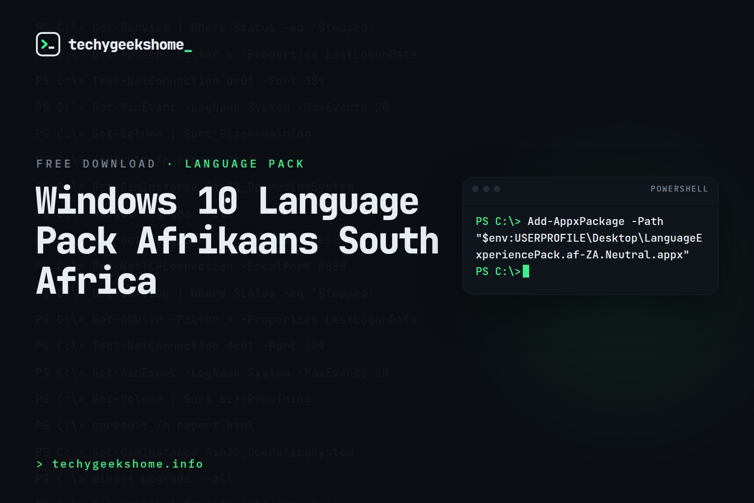 Windows 10 Language Pack, Afrikaans South Africa