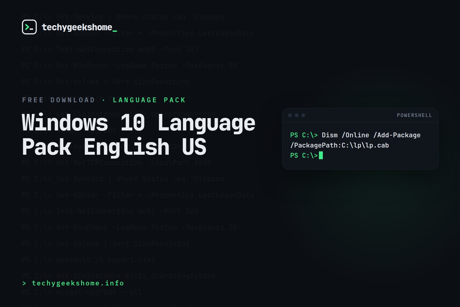 Windows 10 Language Pack, English US