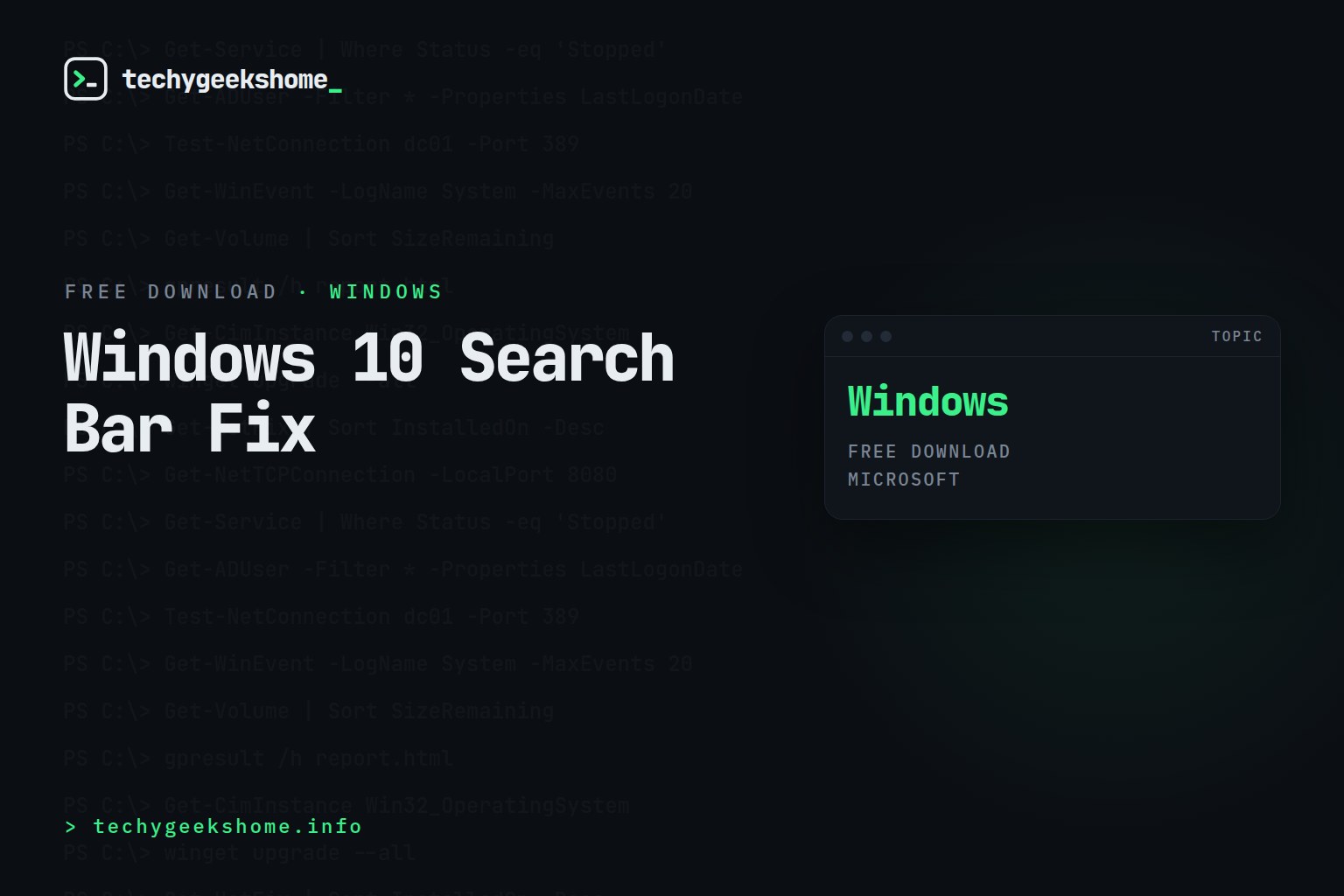 Windows 10 Search Bar Fix