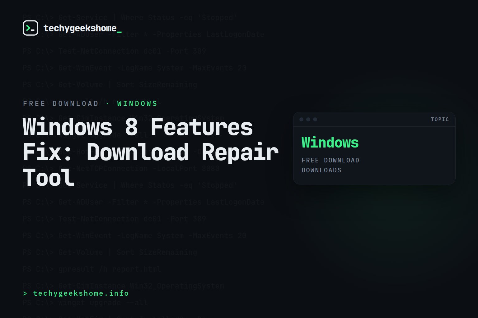 Windows 8 Features Fix: Download Repair Tool