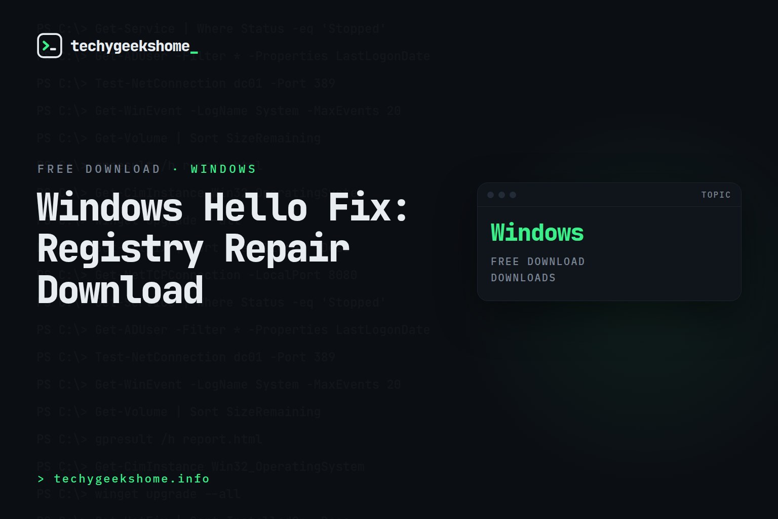 Windows Hello Fix: Registry Repair Download