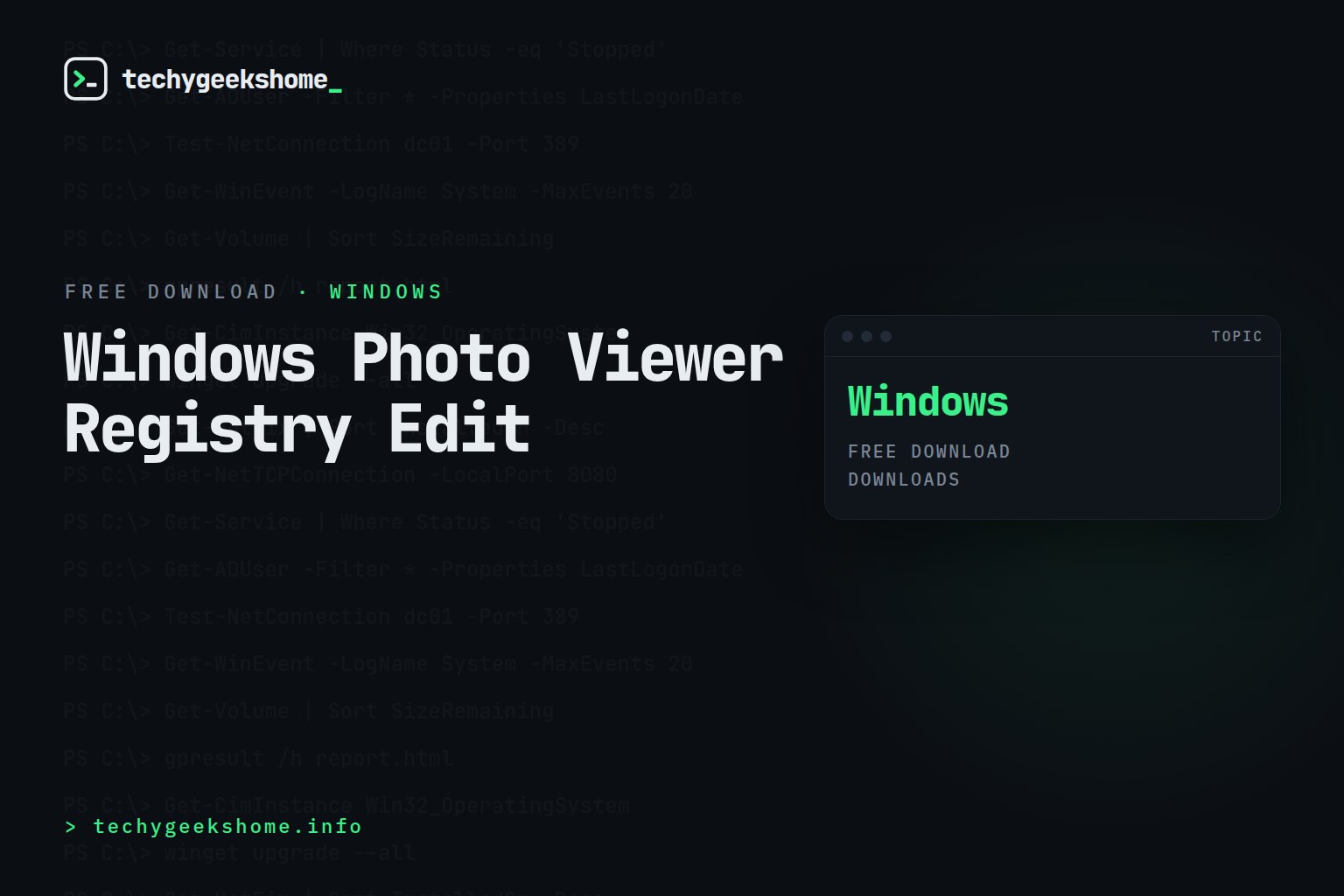 Windows Photo Viewer Registry Edit