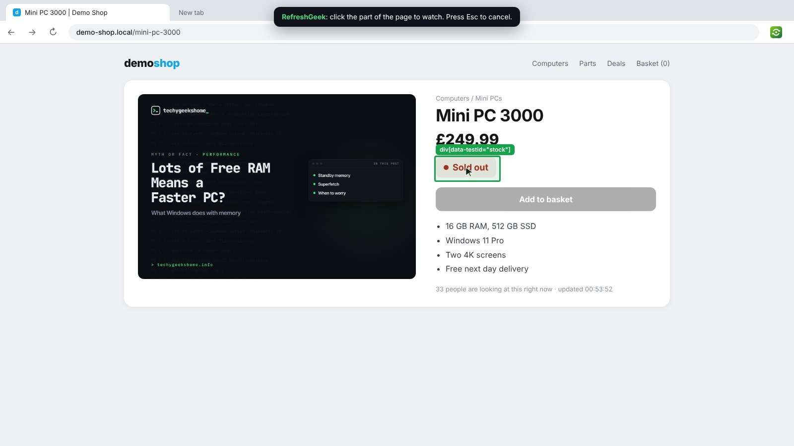 refreshgeek pick Click the part of the page you want to watch