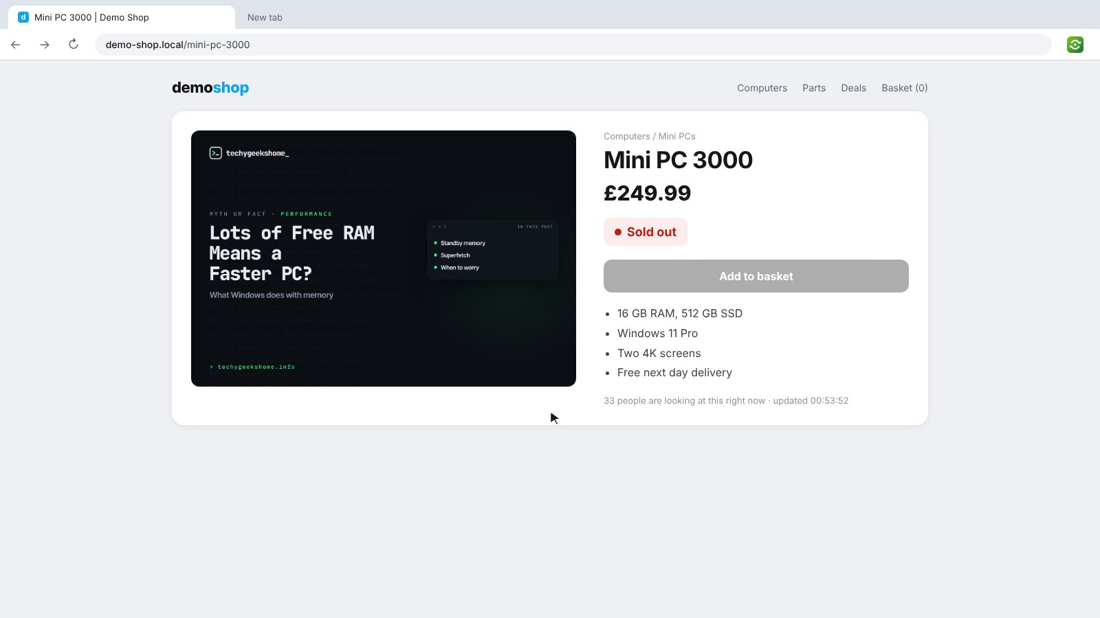 refreshgeek sold out A product page that says Sold out