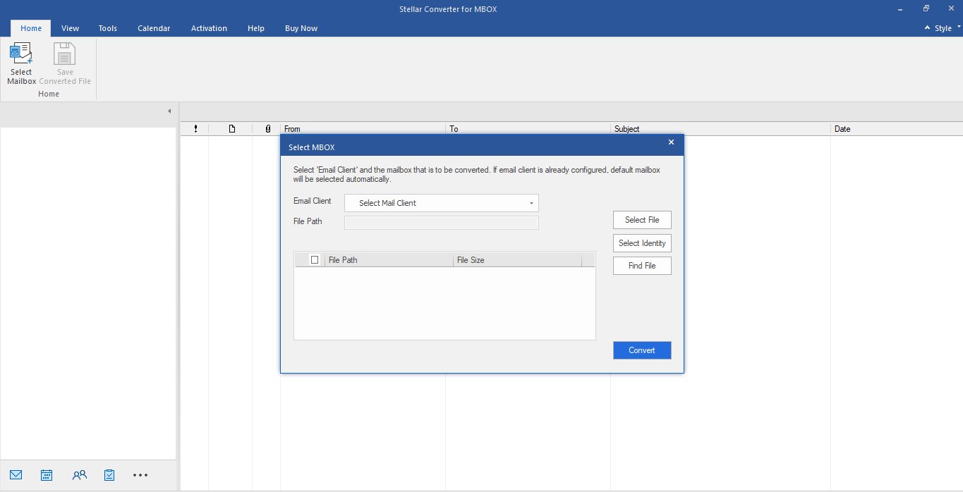 Stellar Converter for MBOX desktop software: Select MBOX dialog