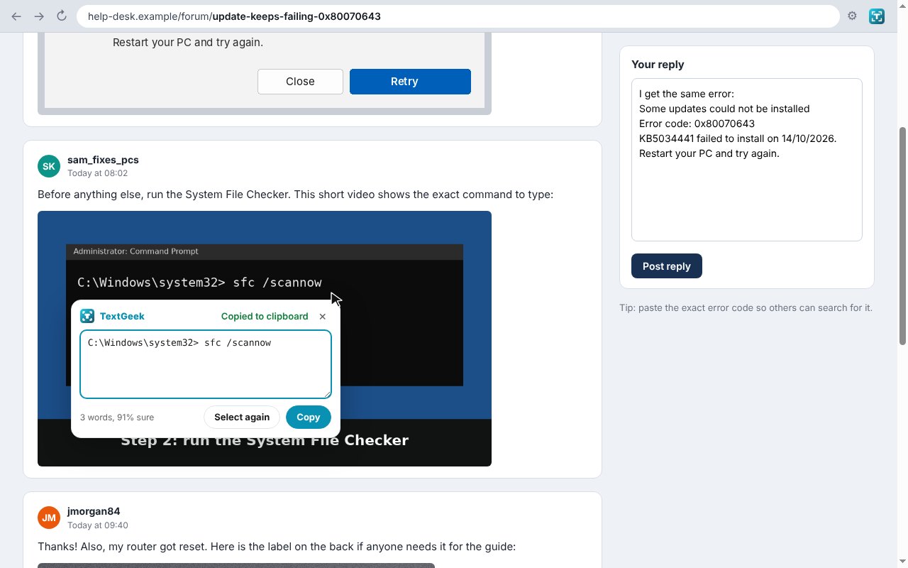 The command copied from a playing video